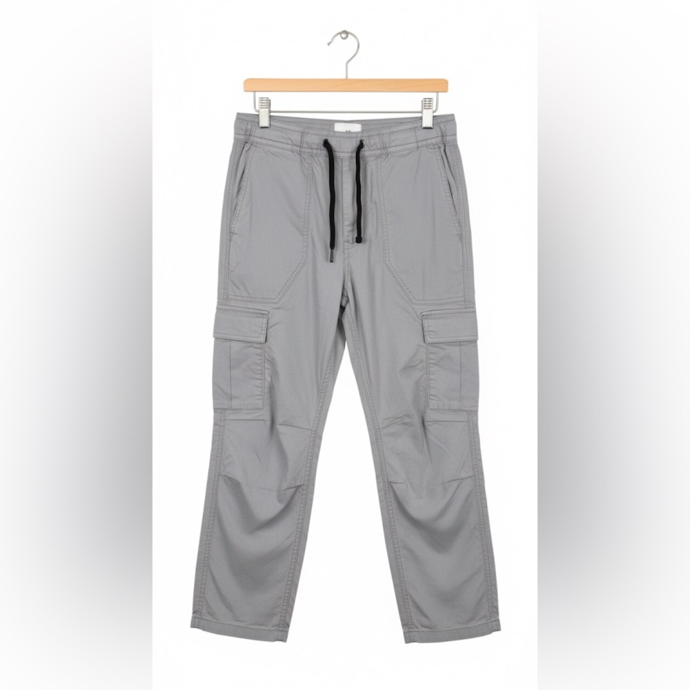H&M Light Gray Regular Fit Cargo Pants With Draw Cable Ankles